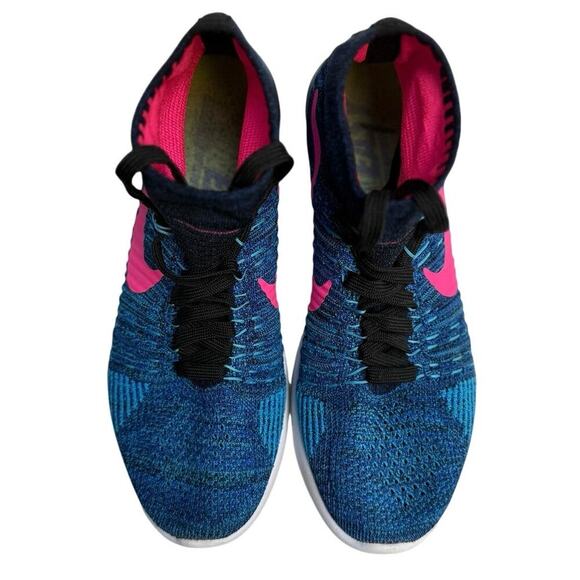 Nike LunarEpic Flyknit Womens 8.5 Black Summit White Fire Pink Running Sneakers - Picture 2 of 7
